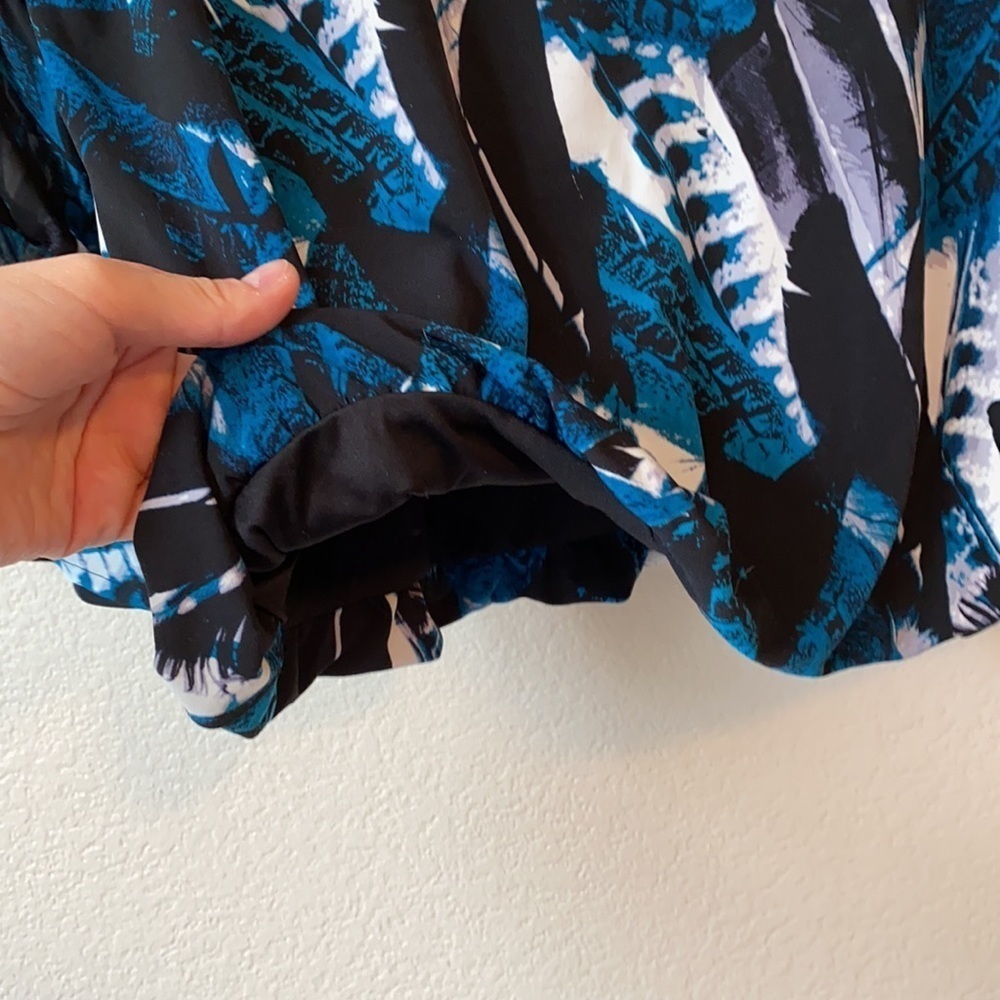 Alfani Teal Feathered Blouse sz S Petite - Picture 6 of 8